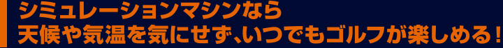 シミュレーションマシンなら天候や気温を気にせず、いつでもゴルフが楽しめる！